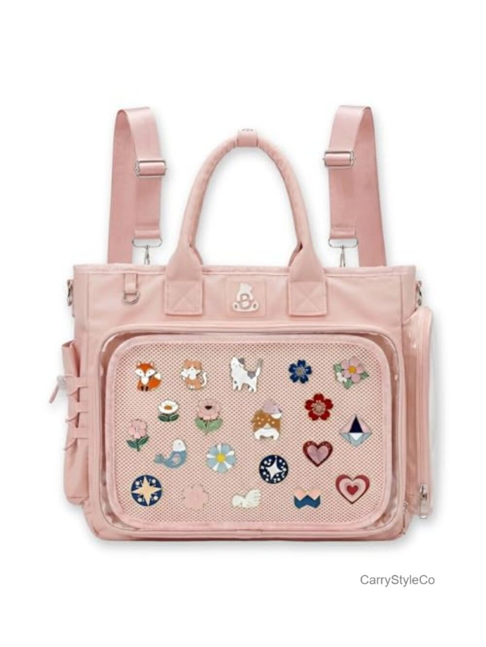 Ita Backpack Crossbody Tote Bag Pin Display Nylon Convertible